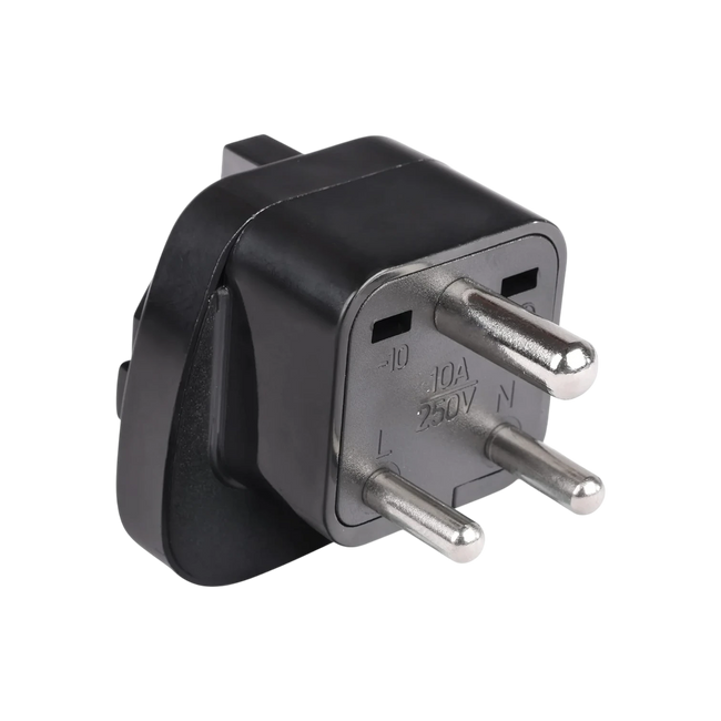 EU to Type D Plug Adapter – Black – ADAP-EU-D